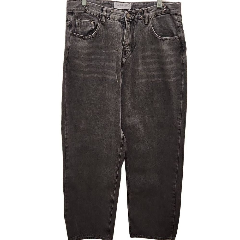 W Studio Women's Gray All‎ We Have Is Now 5 Pocket Lined Denim Jeans Size Large